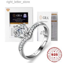 With Side Stones HOYON GRA D-color Luxury 1 Open Women's Ring Real Moissanite Diamond Ring Six Claw s925 Pure Wedding Silver Jewellery Gift YQ231209