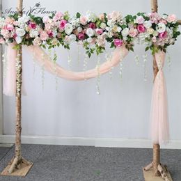 Decorative Flowers & Wreaths Custom Pink Wedding Floral Arrangement Arch Artificial Corner Flower Vine Window Shopping Mall Party 228y