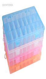 ISHOWTIENDA 1PC Adjustable 24 Compartment Transparent Plastic Storage Box Jewelry Earring Case Small Objects Caja De Almacenaje7804047