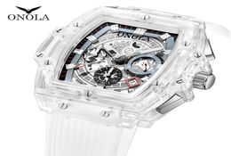 cwp ONOLA Transparent Plastic square Watch Men 2021 Women Luxury chronograph wristwatch Fashion casual Sport unique Quartz4046373