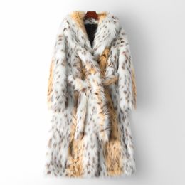 Cross border European and American version autumn new golden mink fur coat women's wide version long fur coat