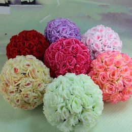 10Pcs Elegant Wedding Decorative Kissing Balls 25CM Dia Artificial Encryption Rose Flower Ball for Shopping Malls Opened