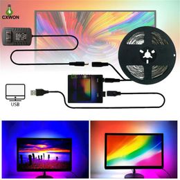 TV Strip Kit USB Dream Colour 1M 2M 3M 4M 5M RGB WS2812B LED Strips for TV PC Screen Backlight lighting286N