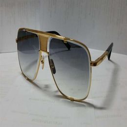 Men Pilot Square Sunglasses Black Gold Grey Gradient Lens 2087 Vintage Glases Mens Sunglasses Glasses Eyewear New with box183z