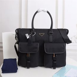 Men's black nylon designer waterproof briefcase high quality laptop bag large capacity casual simple office handbag278j