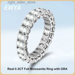 With Side Stones EWYA New In D Colour GRA Certified Oval Cut 0.3CT Full Eternity Moissanite Rings for Women S925 Silver Diamond Ring Wedding Band YQ231209