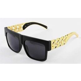 Kim kardashian Beyonce Celebrities Style Metal Gold Chain Oversized Sunglasses Men Women 324L