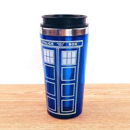 Doctor Dr Who Tardis Coffee Cup Stainless Steel Interior Thermos Mug Thermomug Thermocup 450ml quality 201109271N