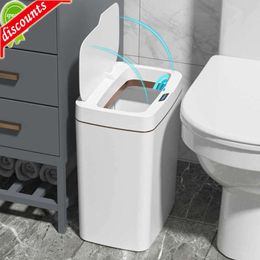 Upgrade 15/18L Smart Sensor Trash Can Bathroom Garbage Bucket Automatic Waterproof Narrow Wastebasket For Kitchen Trash Bin Smart Home