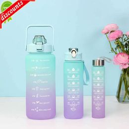 Upgrade Buy One Get Two Free 2 Liters Large Capacity Outdoor Bicycle Water Bottle With Time Markers Portable Reusable Plastic Cups