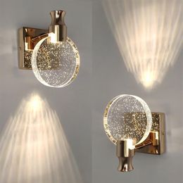 Creative Bubble Crystal Wall Lamps Minimalist Living Room Bedroom Bedside Wall Sconce Bathroom Mirror Front Wall Light Fixture325F