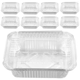 Take Out Containers 20 Pcs Packing Box Microwave Tin Foil Pot Baking Pan Food Transparent Lid