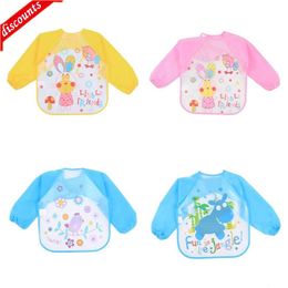 Upgrade Wholesale Household Sundries Full Sleeve Feeding Bibs Baby Waterproof Bib Apron Food Protection Large Pocket Feeding Hoodie 6 - 48 months