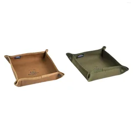 Plates Outdoor Camping Serving Tray Dish Gadget Case Canvas Folding Plate For BBQ