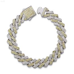 GEMS AAA Larghezza 10 mm di larghezza 8.7 pollici di lunghezza della catena cubana Bracciale ghiacciata a catena cubana GEMSTONE GEMSTRA CUSCHE CUSCANA CATERA 925 Sterling