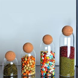 Ball Cork Lead- Glass Bottle Storage Tank Sealed Cans Dried Fruit Cereals Transparent Tea Cans Storage Jars Coffee Contains266m