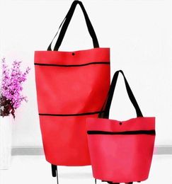 Storage Bags Foldable Shopping Bag Trolley Cart With Wheels Grocery Reusable Eco Large Organiser Waterproof Basket4457128