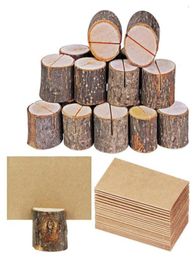 Party Decoration 20pcs Wooden Table Holder Name Place Cards Stand Stump Wedding Decorating Sign Wood Craft Menu Clip Card Supplies8502234