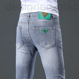 Men's Jeans designer jeans Light Luxury for Men Spring/Summer Thin Fit Feet Elastic Casual Korean Edition High end Brand Little Bee 2413