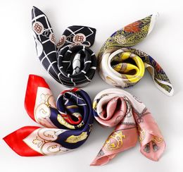 100 Natural Silk Scarf Square Women Print Small Real Silk Bandana Hair Scarf Designer Silk Head Scarf Hijabs for Women039s Bag1573319