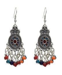 Dangle Chandelier Ethnic Turkish Style Alloy Jhumka Earring Resin Beaded Statement Earrings For Women Boho Party Gypsy JewelryDa4620536