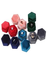 Portable Vintage Velvet Ring Jewelry Necklace Organizer Hexagonal Storage Box Present Gift Packaging Boxes For Jewellry Wrap1598212