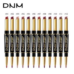 DNM Double Headed Lipstick Lip Liner Pencil Matte Pearly Smooth Easy To Wear Long Lasting Waterproof Moisturising Lip Gloss