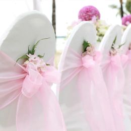 Sashes 30PCs/lot Organza Chair Sashes Knot Bands Chair Bows for For Wedding Party Banquet Event Country Wedding Chair Decoration 231208