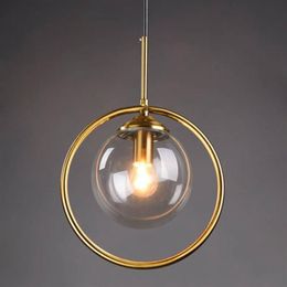 Loft Modern Pendant Light Bedside Hanging Lamp Kitchen Island Suspension Bedroom Magic Bean Gold Glass Ball Lighting328c