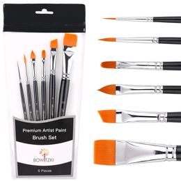 Body Paint Bowitzki 6 Peiece Face Brush Set Professional Quality For Painting Watercolour Acrylic Oil Nail Art 231208