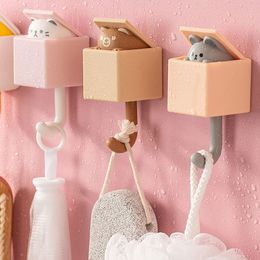 Creative Cat Hook Cute Seamless Dormitory Bedroom Door Hangers Hooks Key Umbrella Towel Cap Coat Rack Wall Decoration zxf 63