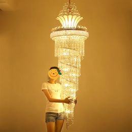 Modern Crystal Chandeliers American Long Gold Chandelier Lighting Fixture European Luxurious Droplight 3 White Light Colours Dimmab3263