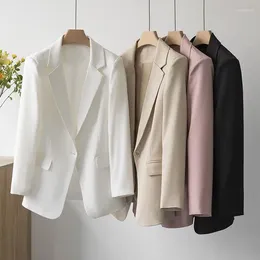 Women's Suits YTNMYOP Solid Slim Elegant Blazer Women Black Suit Coat Office Lady Notched Jacket Outwear Fashion Trend M-7XL