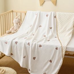 Embroidered born Baby Comforter Blanket Swaddle Warp Infant Kids Microfiber Cuddle Quilt 231221
