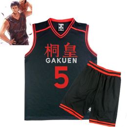 Anime Kuroko no Basuke Basket Cosplay costume GAKUEN School Uniforms Aomine Daiki Men Jersey Sportswear T-shirt Shorts NO4 5 6 7 9284C