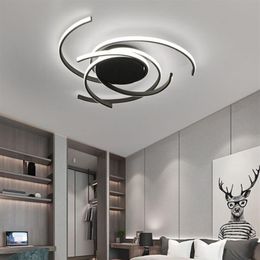 Creative Modern LED Ceiling Lights Living Room Bedroom Study Balcony Indoor Lighting Black White Aluminium Ceiling Lamp Fixture L172I