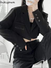 Womens Suits Blazers Blazer Women Temperament Ladies Cropped Tops Slim Fit Black Jackets Ropa Mujer Fashion Casual Korean Harajuku Y2k Coat 231208