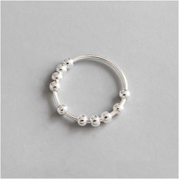 Charms Simple Style Genuine 925 Sterling Sier Geometric String Beads Rings For Women Fine Jewelry Student Birthday Gifts Drop Delivery Dhrrc