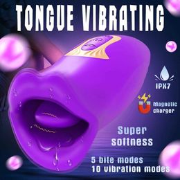 Vibrators New Tongue Licking Vibrator for Women Biting Mouth Clit Stimulator Female Masturbator Vagina Massage Sex Toys Adult Supplies 231209