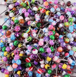 Other Fashion Accessories Tongue Barbell Colorful Stainless Steel Bar Acrylic Ball Rings Bars Body Jewelry Piercing 231208