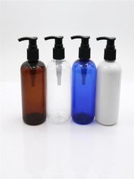 empty hair blue white clear 150pcs 250ml amber PET plastic shampoo bottle with pump and aluminum cap285d9923245