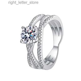 With Side Stones 925 Sterling Silver Ring Women 1 Moissanite Engagement Wedding Bands Fine Jewellery YQ231209