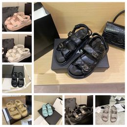 sandals Designer Women Wedge Diamond Slippers Dad Sandal Platform Flats Low Heel Wedge Diamond Buckle Leather White Slides F1gQ#