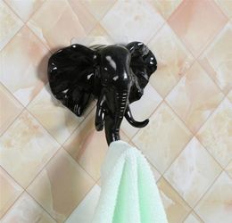 bedroom coat hook Elephant Head Wall Door Hook Self Adhesive Hanger Bag Keys Sticky Holder Living room bedroom coat 3131416