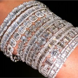 Chain Trendy Lab Diamond Bracelet Bangle White Gold Filled Bijou Party Wedding Bracelets For Women men Anniversary Engagement Jewelry 231208