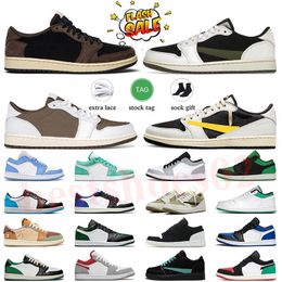 Jumpman 1s Ts x 1 Low Mens Shoes Golf Black Olive Designer Basketball Shoes Luxury Outdoor Sneakers Top Quality Size Available Pinksicle Fast Delivery Size 36-46