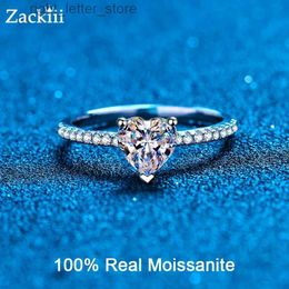 With Side Stones Custom 1CT Heart Moissanite Engagement Ring Sterling Silver Rhodium Plated Heart Diamond Ring Eternity Wedding Band for Women YQ231209