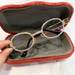 Blu-Ray Pretection Retro Round Sunglasses Women Vintage Steampunk Sun glasses For Men Clear lens Rhinestone sunglasses Oculos294U