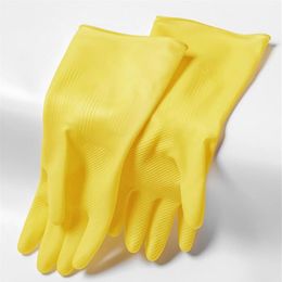 Thickened rubber gloves Labour protection wear-resistant latex leather dishwashing household work kitchen work waterproof female la235B