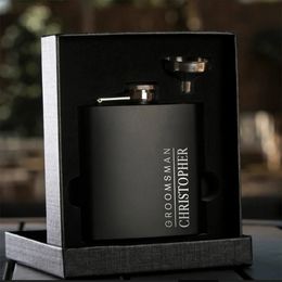 Hip Flasks 6oz Pocket Hip Flask Set for Whisky Portable Whiskey Alcohol Bottle Groomsmen or Bridesmaid Wed Gift Stainless Steel Custom Name 231208